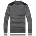 Mens Thick Sweaters Casual Knitting Splicing Shoulder Pullovers