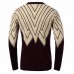 Men Winter Knitting Polyester Round Collar Triangle Long Sleeve Warm Pullover Sweater