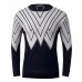 Men Winter Knitting Polyester Round Collar Triangle Long Sleeve Warm Pullover Sweater