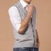 Men Fall Winter Woollen V-neck Solid Color Warm Cardigan Waistcoat Vest Knit Sleeveless Sweater