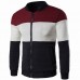 Mens Baseball Collar British Style Color Splicing Patchwork Jacket