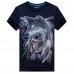 Mens Wolf 3D Animal Skull Printing Plus Size Tees Summer Personality Short Sleeve T-shirt