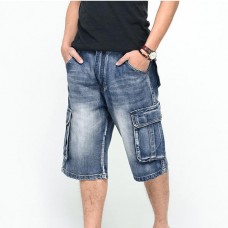 Summer Mens Big Pockets Jeans Loose Street Skateboard Denims Shorts