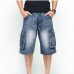 Summer Mens Big Pockets Jeans Loose Street Skateboard Denims Shorts