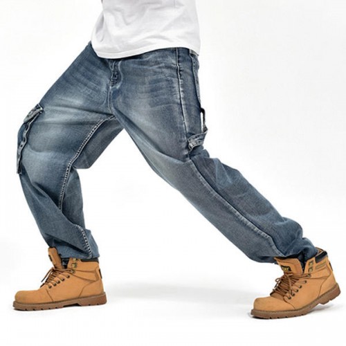 Loose Plus Size 30-46 Hip-Hop Men Fashion Big Size Jeans Pop Skateboard Pants