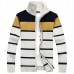 Winter Thick Casual Stand Collar Sweaters Mens Stripe Knitted Zipper Jacquard Cardigan