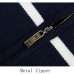 Winter Thick Casual Stand Collar Sweaters Mens Stripe Knitted Zipper Jacquard Cardigan