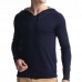 Casual Hooded Knitted Sweatshirt Pure Color Men Pullover Sweater Sport Tops