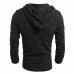 Mens Casual V-neck Knitted Hooded Sweater Solid Color Long Sleeve Pullover