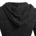 Mens Casual V-neck Knitted Hooded Sweater Solid Color Long Sleeve Pullover