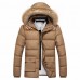 Mens Winter Fur Collar Detachable Hood Thick Warm Padded Jacket Parka