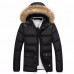 Mens Winter Fur Collar Detachable Hood Thick Warm Padded Jacket Parka