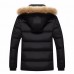 Mens Winter Fur Collar Detachable Hood Thick Warm Padded Jacket Parka