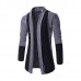 Mens Fashion Stitching Turn-down Collar Knitted Cardigans Casual Slim Fit Sweater