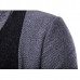 Mens Fashion Stitching Turn-down Collar Knitted Cardigans Casual Slim Fit Sweater