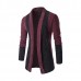 Mens Fashion Stitching Turn-down Collar Knitted Cardigans Casual Slim Fit Sweater