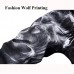 Mens Fashion Wolf Printing Black Straight Leg Denim Long Pants Jeans US Size 30-40