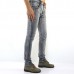 Mens Straight Legs Slim Fit Gray Elasticity Denim Pants Fashion Casual Jeans