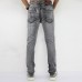 Mens Straight Legs Slim Fit Gray Elasticity Denim Pants Fashion Casual Jeans