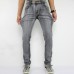 Mens Straight Legs Slim Fit Gray Elasticity Denim Pants Fashion Casual Jeans