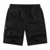 Mens Summer Casual Elastic Waist Multi Pockets Shorts Solid Color Cotton Shorts