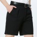 Middle Aged Mens Business Casual Golf Shorts Summer Cotton Knee Length Suit Shorts Pants