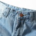 Mens Fashion Casual Holes Denim Shorts Big Size Kness Length Mid-rise Light Blue Jeans