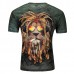 Plus Size Fashion Lion Head 3D Printed T-shirts Men's Loose-fitting Short Sleeve Tops Tees