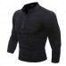 Mens Cotton Stand Collar T-shirts Buttons Breathable Long Sleeve Solid Color Tops