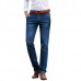 Mens Mid Waist Cotton Straight Legs Outdoor Casual Jeans Solid Color Denim Pants