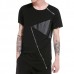 Summer Mens Hip-Hop Hit Color Zipper T-shirt O-neck Short Sleeve Casual Cotton Tops Tees