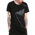 Summer Mens Hip-Hop Hit Color Zipper T-shirt O-neck Short Sleeve Casual Cotton Tops Tees