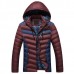 Winter Thick Warm Zipper Detachable Hooded Color Splicing Outwear Jackets for Men