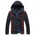 Winter Thick Warm Zipper Detachable Hooded Color Splicing Outwear Jackets for Men