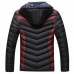 Winter Thick Warm Zipper Detachable Hooded Color Splicing Outwear Jackets for Men