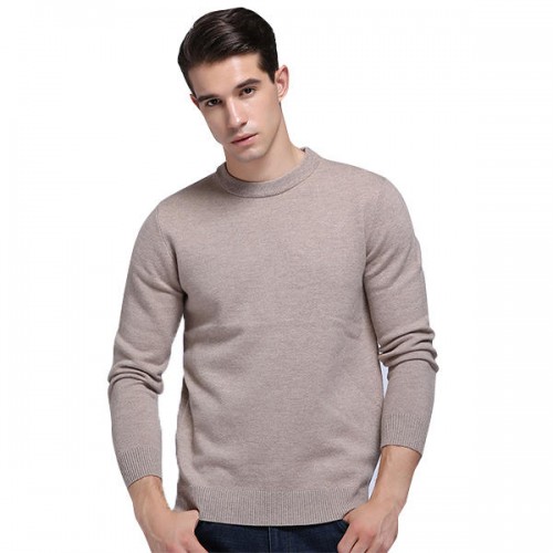 Winter 100% Merino Woolen knitted Sweater Men's Casual Round Neck Long Sleeved Thick Pullover