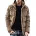 Corduroy Hooded Thick Warm Solid Color Padded Jacket Outwear Parka for Men