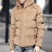 Corduroy Hooded Thick Warm Solid Color Padded Jacket Outwear Parka for Men