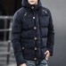 Corduroy Hooded Thick Warm Solid Color Padded Jacket Outwear Parka for Men