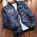 Mens Plus Size S-3XL Embroidery Armband Epaulet Decoration Pilot Flight Jacket Denim Coat