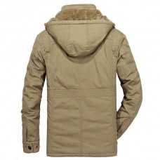 Mens Fleece Thick Warm Big Size Hooded Detachable Outdoor Jacket Winter Coat