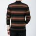 Warm Thick Mink Velvet Striped Pullover Sweaters Fashion Jacquard Semi-high Collar Zipper Pullovers