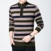 Warm Thick Mink Velvet Striped Pullover Sweaters Fashion Jacquard Semi-high Collar Zipper Pullovers