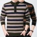 Warm Thick Mink Velvet Striped Pullover Sweaters Fashion Jacquard Semi-high Collar Zipper Pullovers