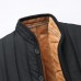 Mens Winter Black Fleece Thick Warm Solid Color Stand Collar Jacket