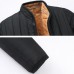 Mens Winter Black Fleece Thick Warm Solid Color Stand Collar Jacket