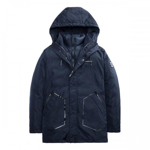 Winter 2 in 1 Thick Warm Padded Jacket Zipper Button Hooded Fashion Casual Men Two-piece Parkas