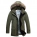 Winter Warm Down Jacket Furry Collar Detachable Hood Zipper Button Multi Pockets Men Parkas