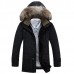 Winter Warm Down Jacket Furry Collar Detachable Hood Zipper Button Multi Pockets Men Parkas