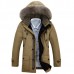 Winter Warm Down Jacket Furry Collar Detachable Hood Zipper Button Multi Pockets Men Parkas